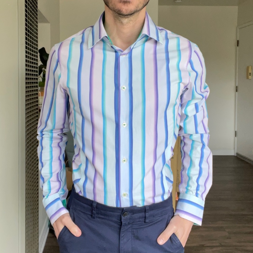 French Connection UK Striped Button-Down, Slim, XS